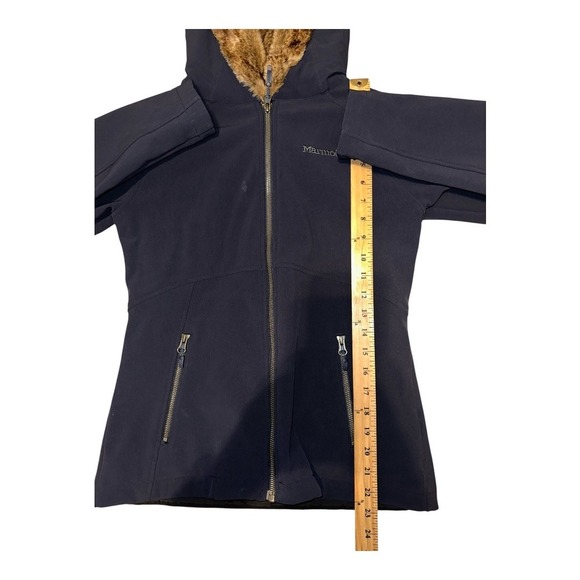 Marmot Womens Navy Blue Furlong Faux Fur Hooded Jacket, Small - Picture 6 of 10